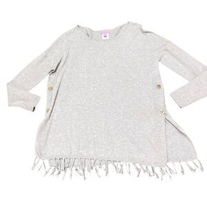 Lilly Pulitzer Gray Fringe Sweater